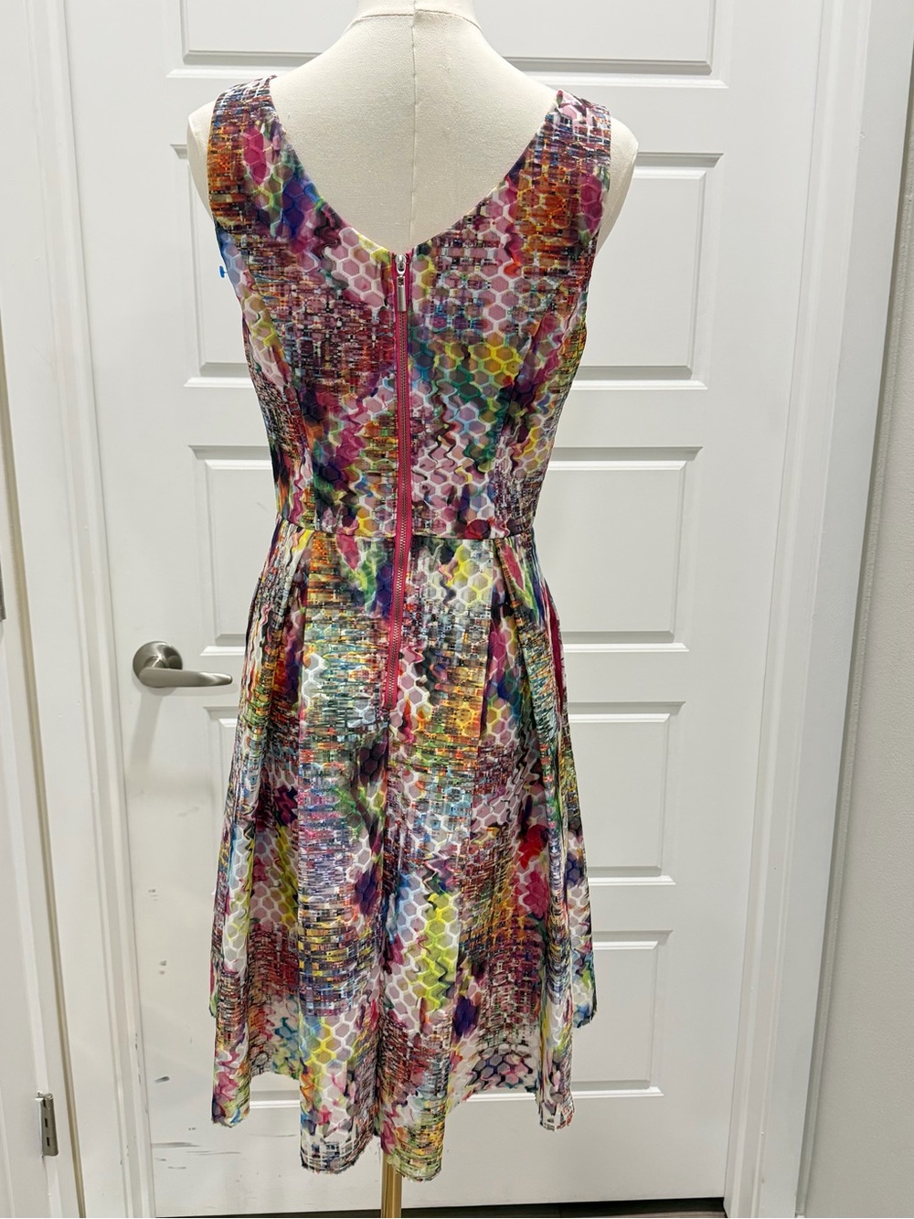 New York & Company Pleated Fit & Flare with Raw Hem and Pockets - Picture 2 of 8